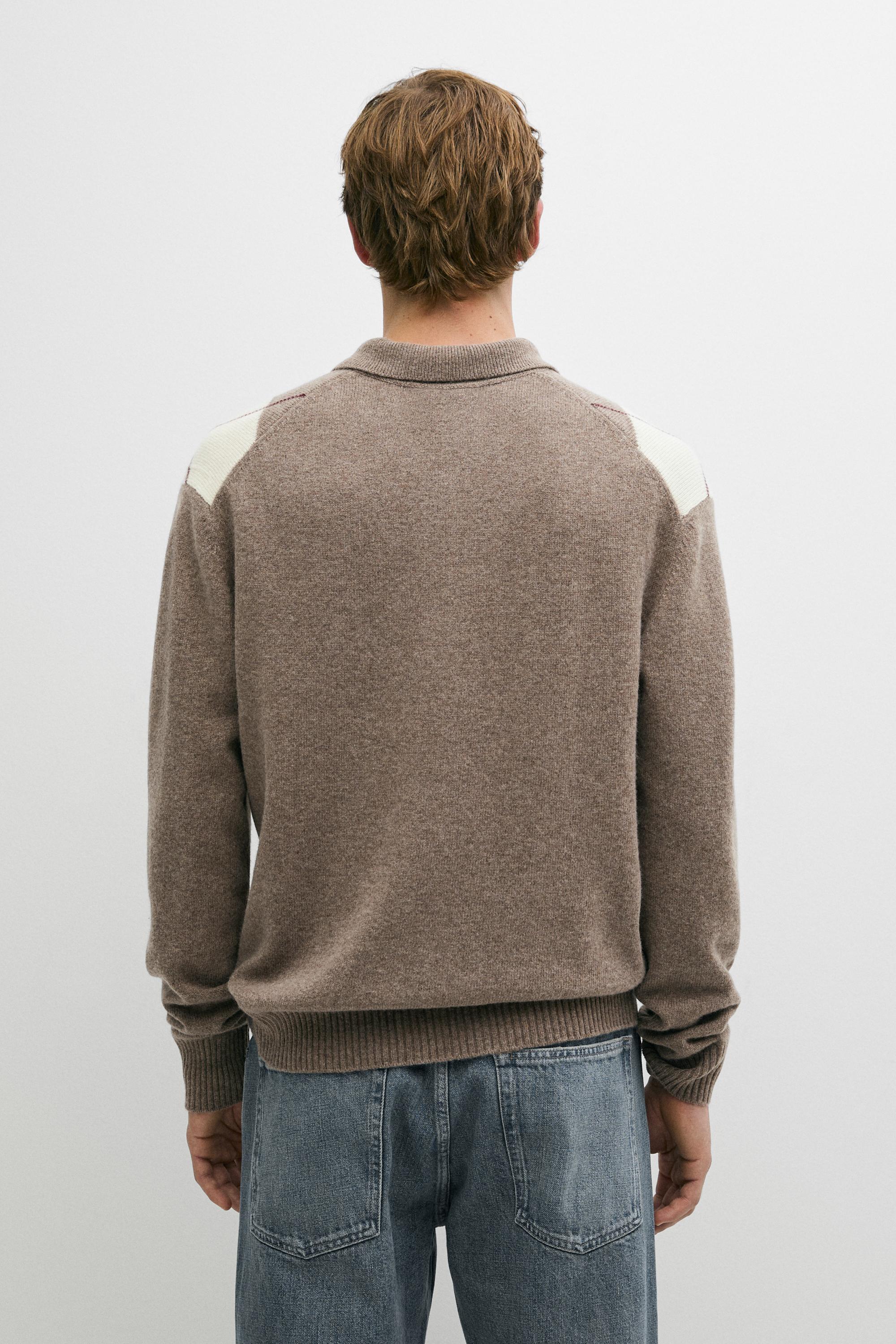 Diamond knit polo sweater